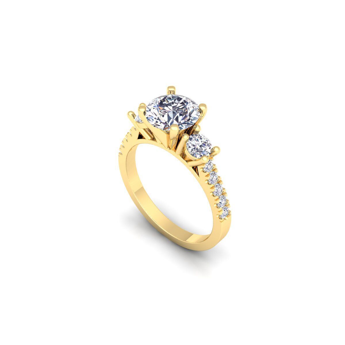3 Stone Diamond Engagement Ring 3d Model and Render 3D print model_9