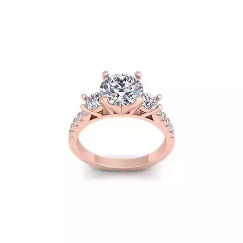 3 Stone Diamond Engagement Ring 3d Model and Render 3D print model