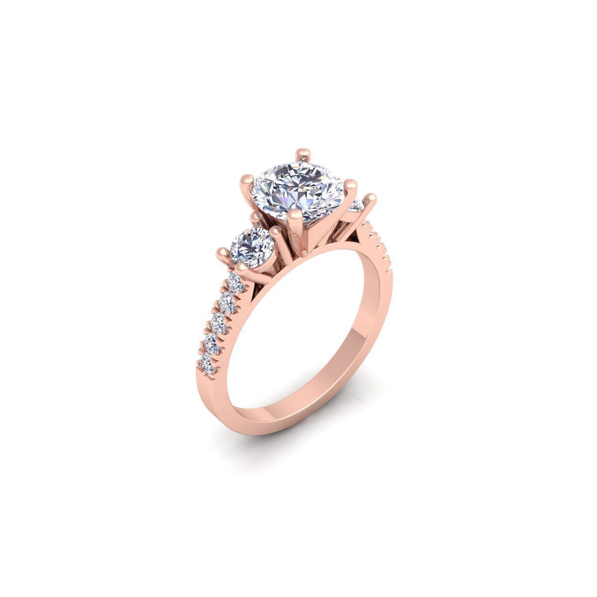 3 Stone Diamond Engagement Ring 3d Model and Render 3D print model_7