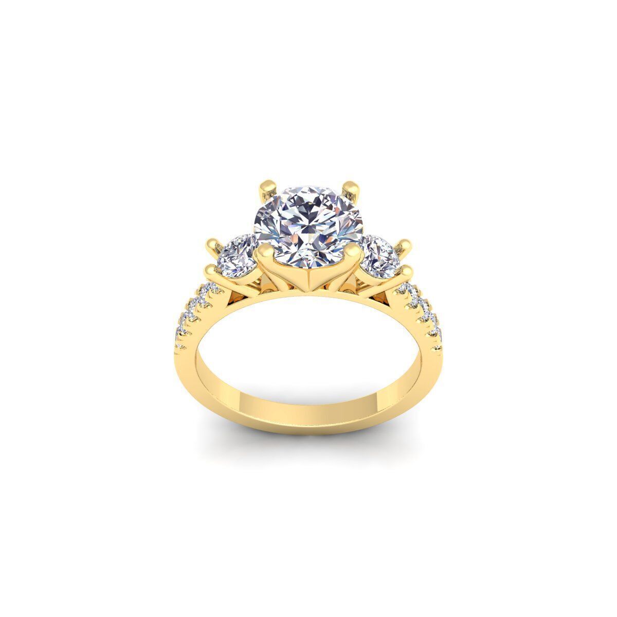 3 Stone Diamond Engagement Ring 3d Model and Render 3D print model_1