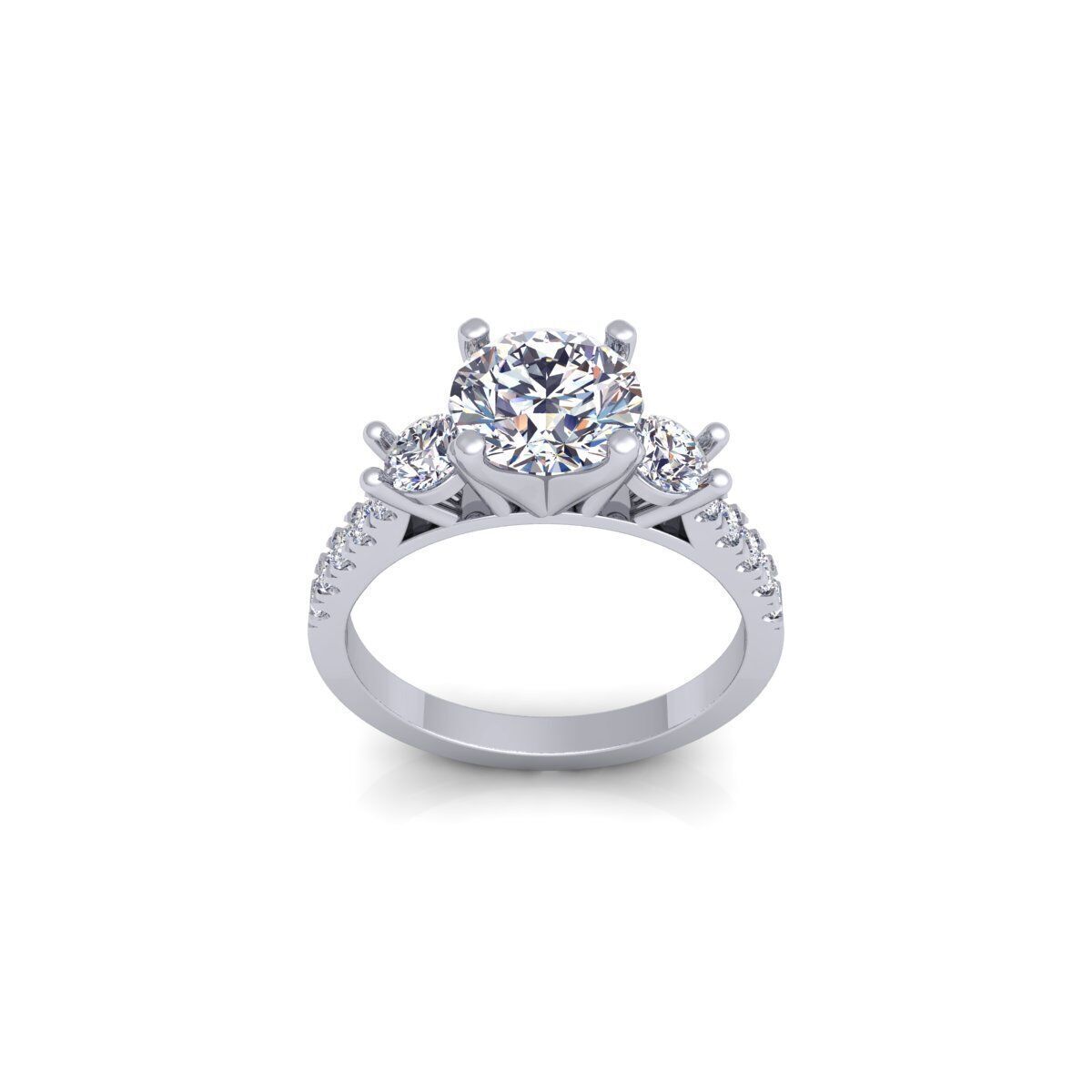 3 Stone Diamond Engagement Ring 3d Model and Render 3D print model_2