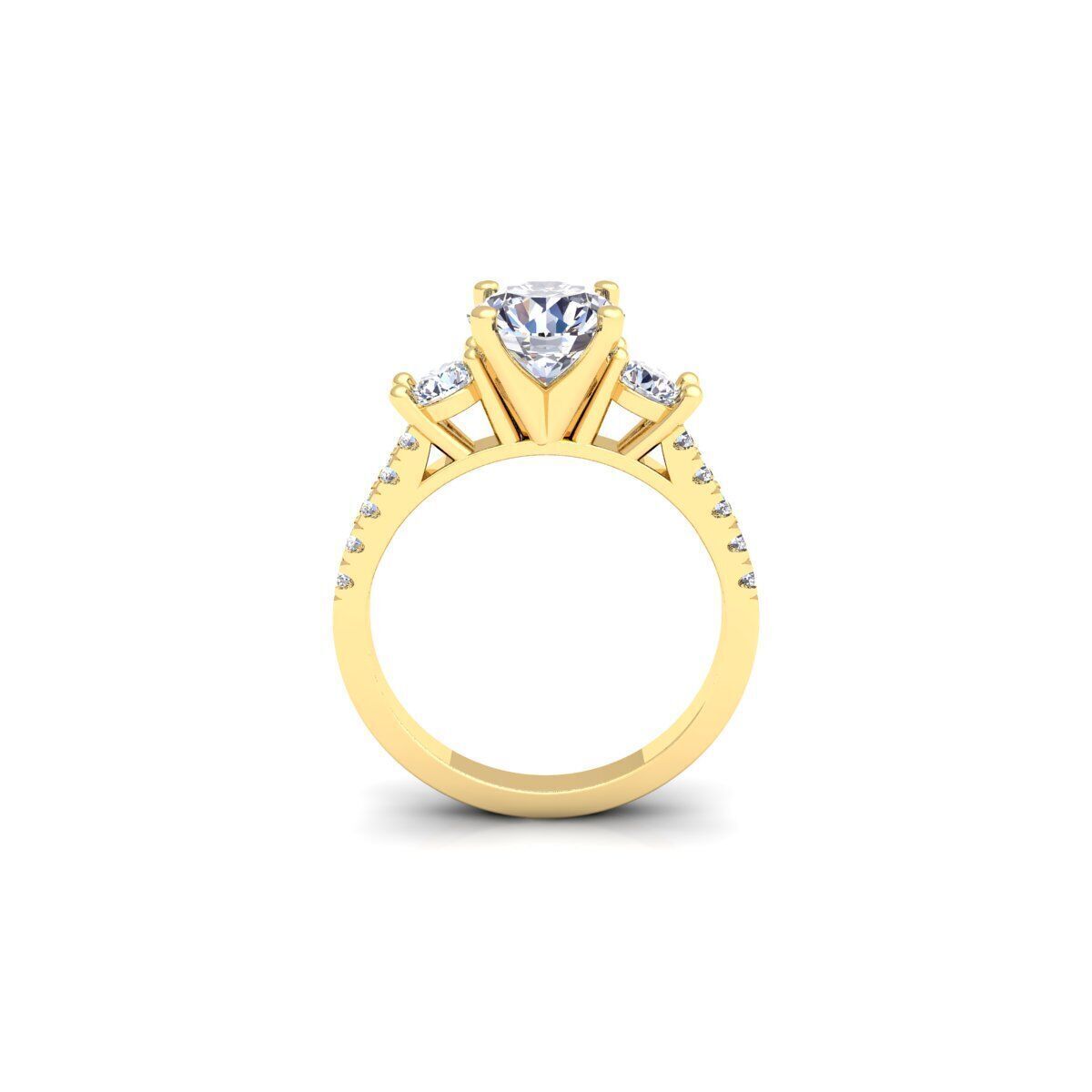 3 Stone Diamond Engagement Ring 3d Model and Render 3D print model_3