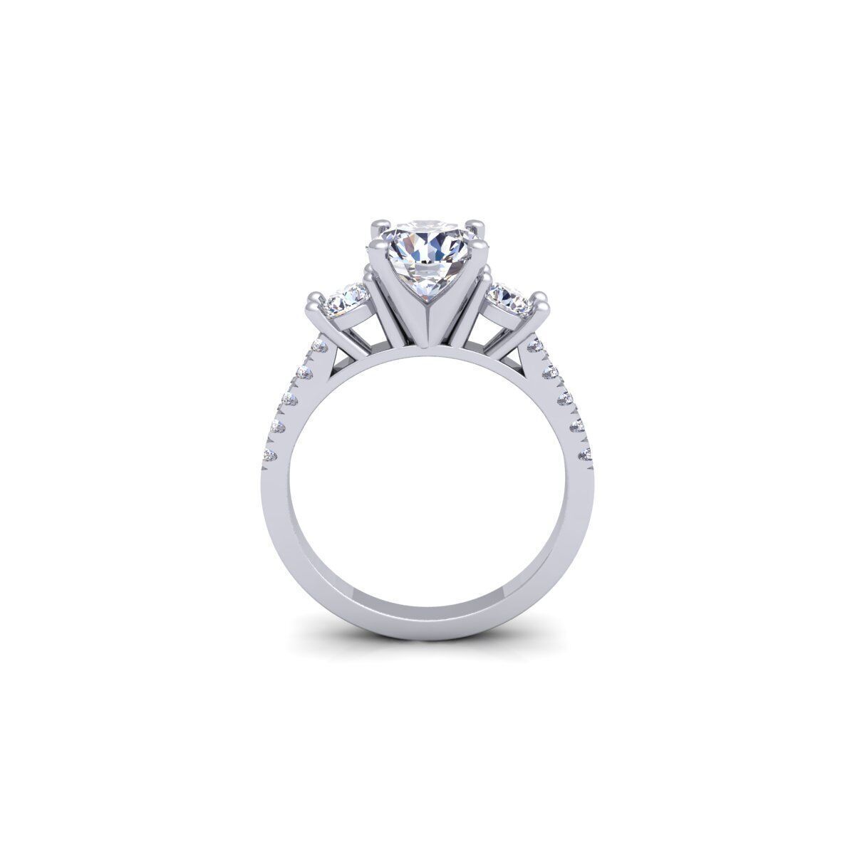 3 Stone Diamond Engagement Ring 3d Model and Render 3D print model_5