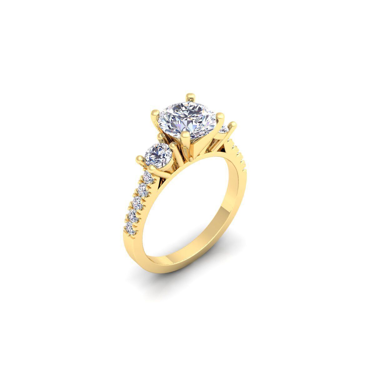 3 Stone Diamond Engagement Ring 3d Model and Render 3D print model_6