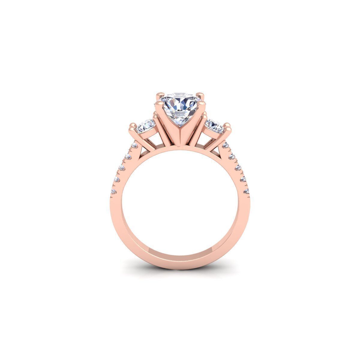 3 Stone Diamond Engagement Ring 3d Model and Render 3D print model_4