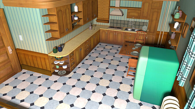 cartoon kitchen 3D model