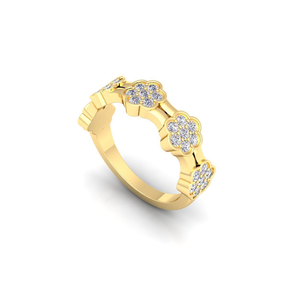 Fancy Band Diamond Ring 3d Model and Render 3D print model_9