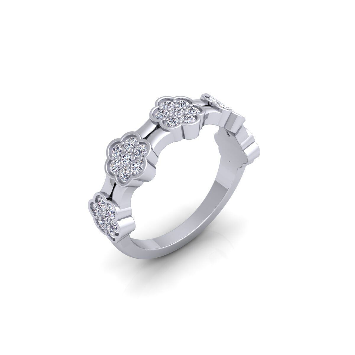 Fancy Band Diamond Ring 3d Model and Render 3D print model_8