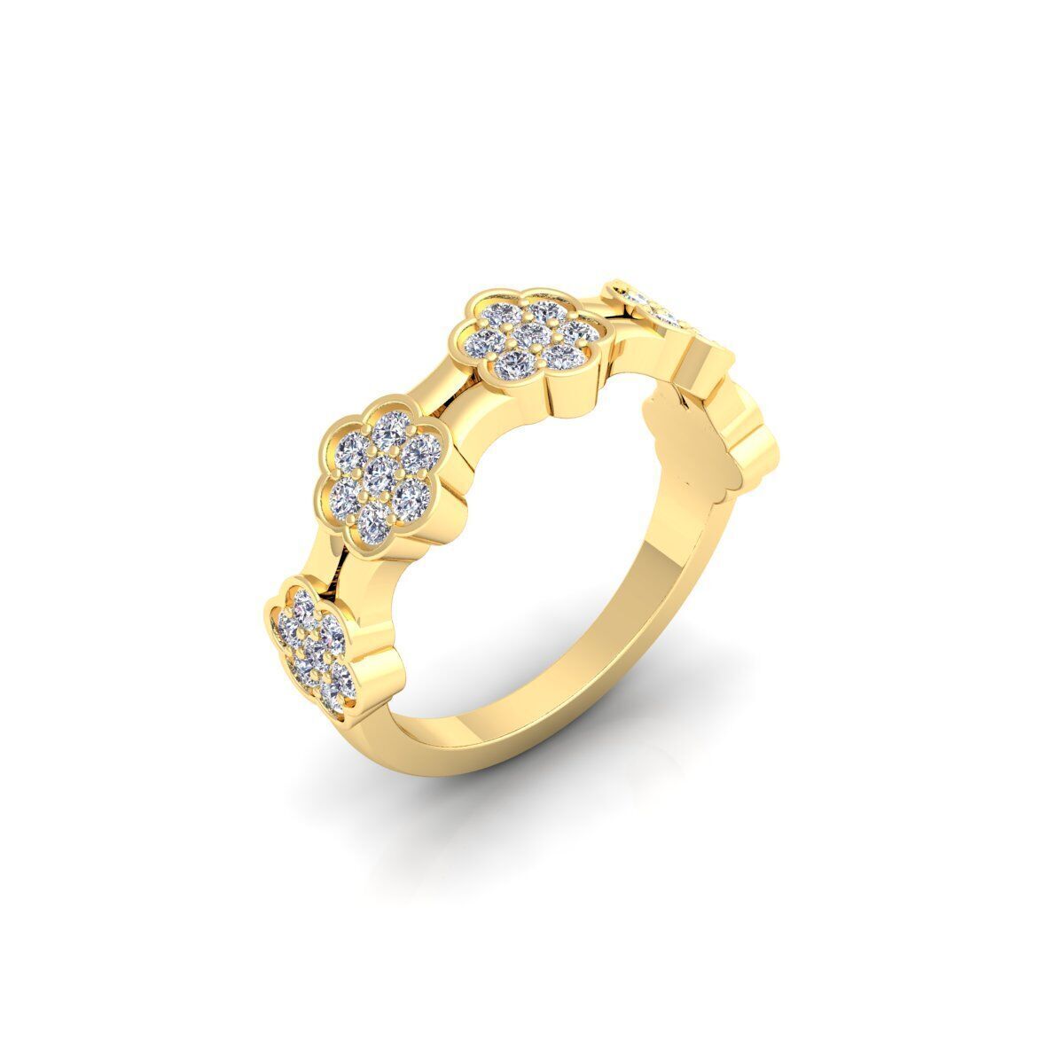 Fancy Band Diamond Ring 3d Model and Render 3D print model_6