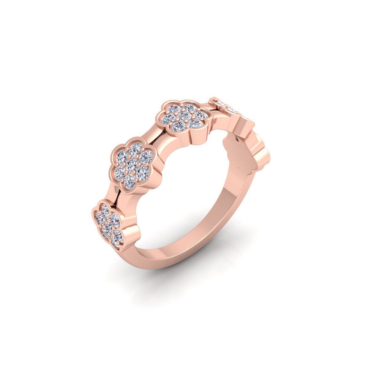 Fancy Band Diamond Ring 3d Model and Render 3D print model_7