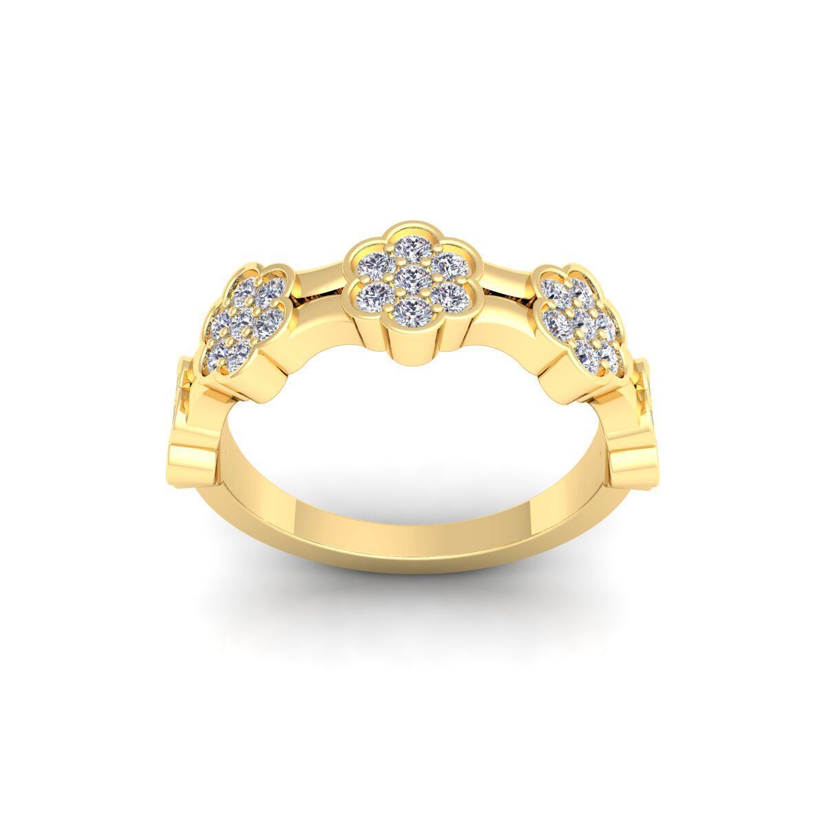 Fancy Band Diamond Ring 3d Model and Render 3D print model_1