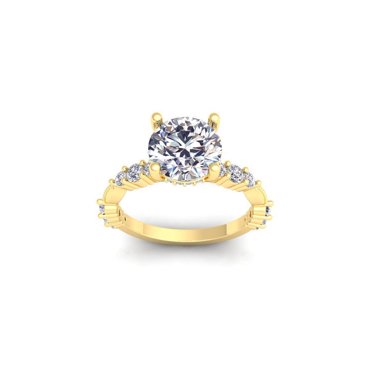 Solitaire Engagement Diamond Ring 3d Model 3D print model_1