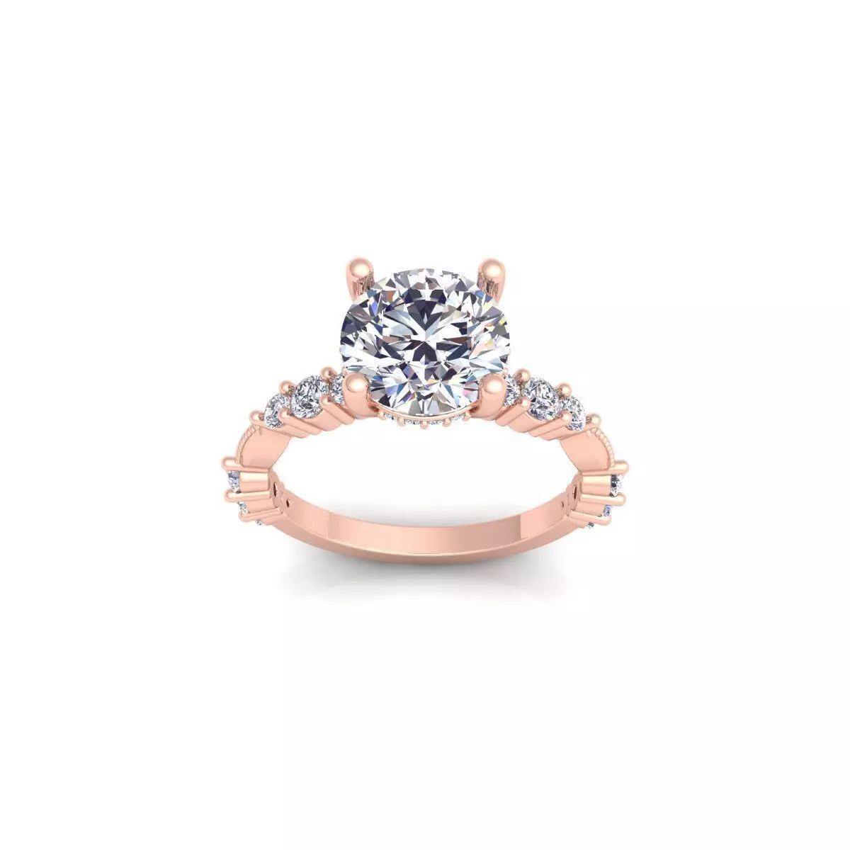 Solitaire Engagement Diamond Ring 3d Model 3D print model_0