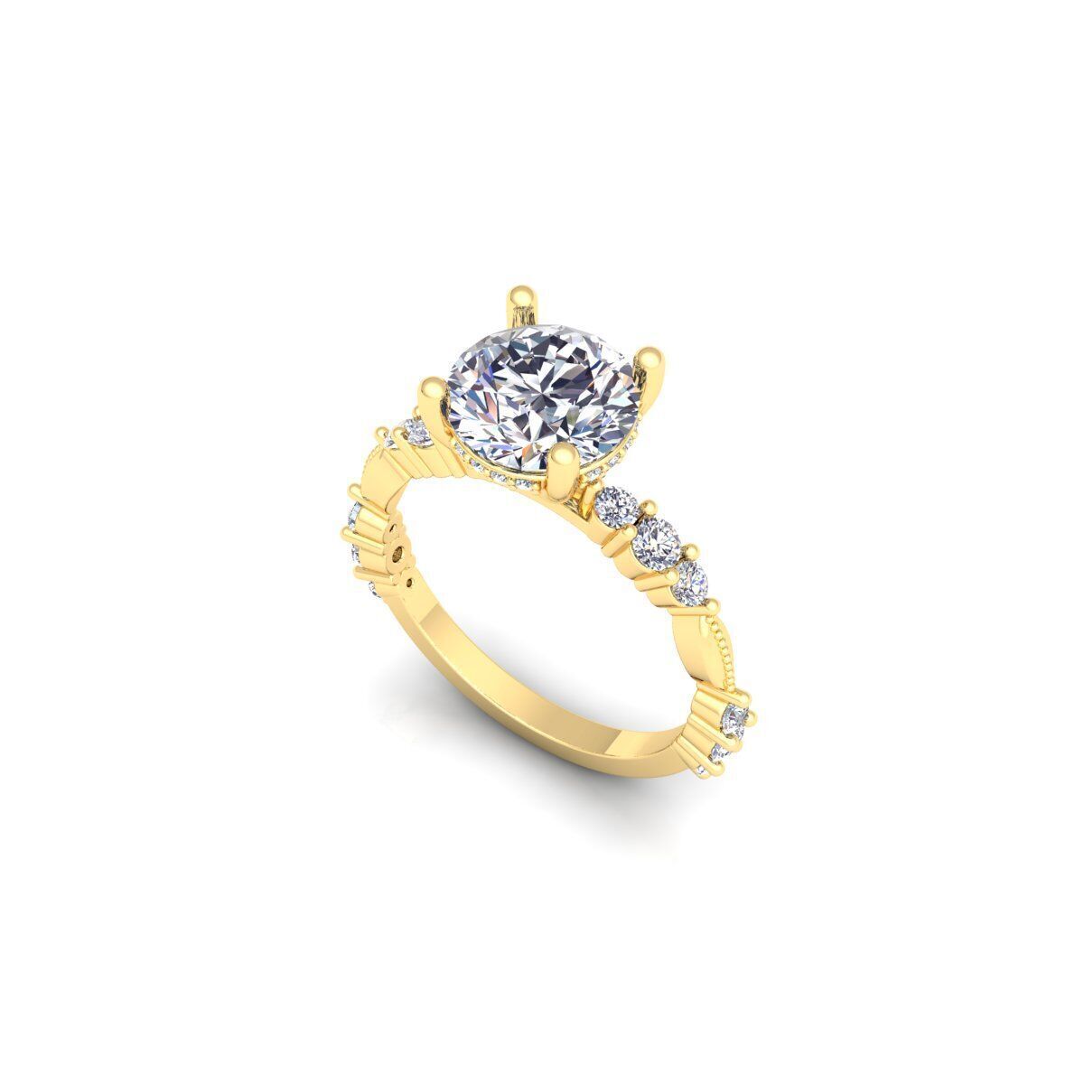 Solitaire Engagement Diamond Ring 3d Model 3D print model_9