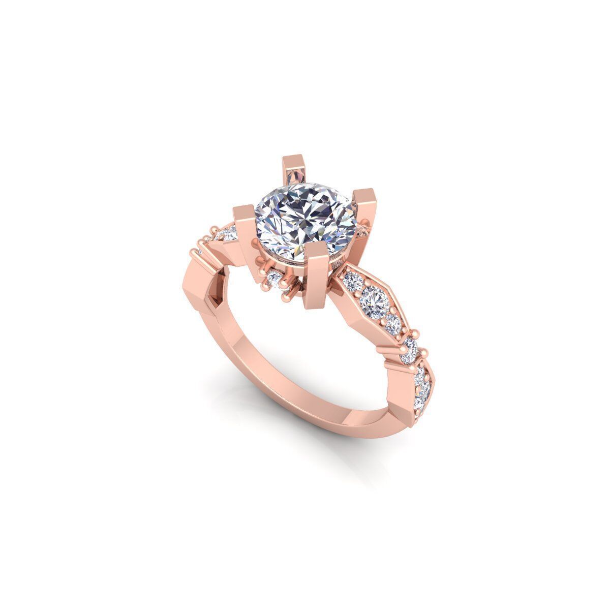 Round Solitaire Engagement Ring 3d Model and Render 3D print model_10
