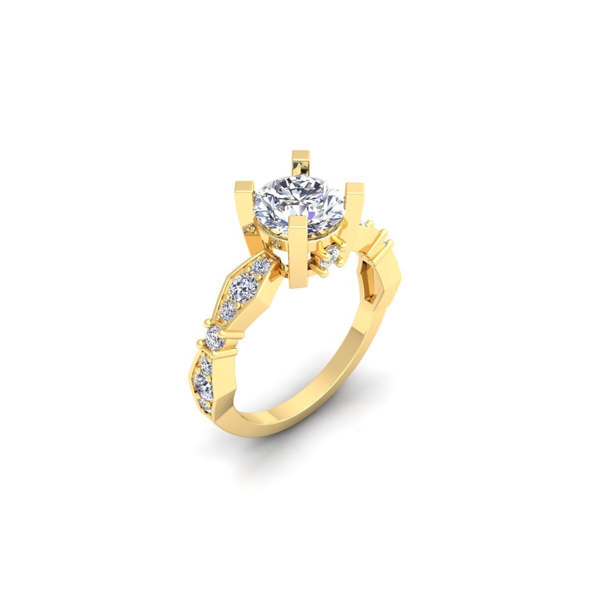 Round Solitaire Engagement Ring 3d Model and Render 3D print model_6