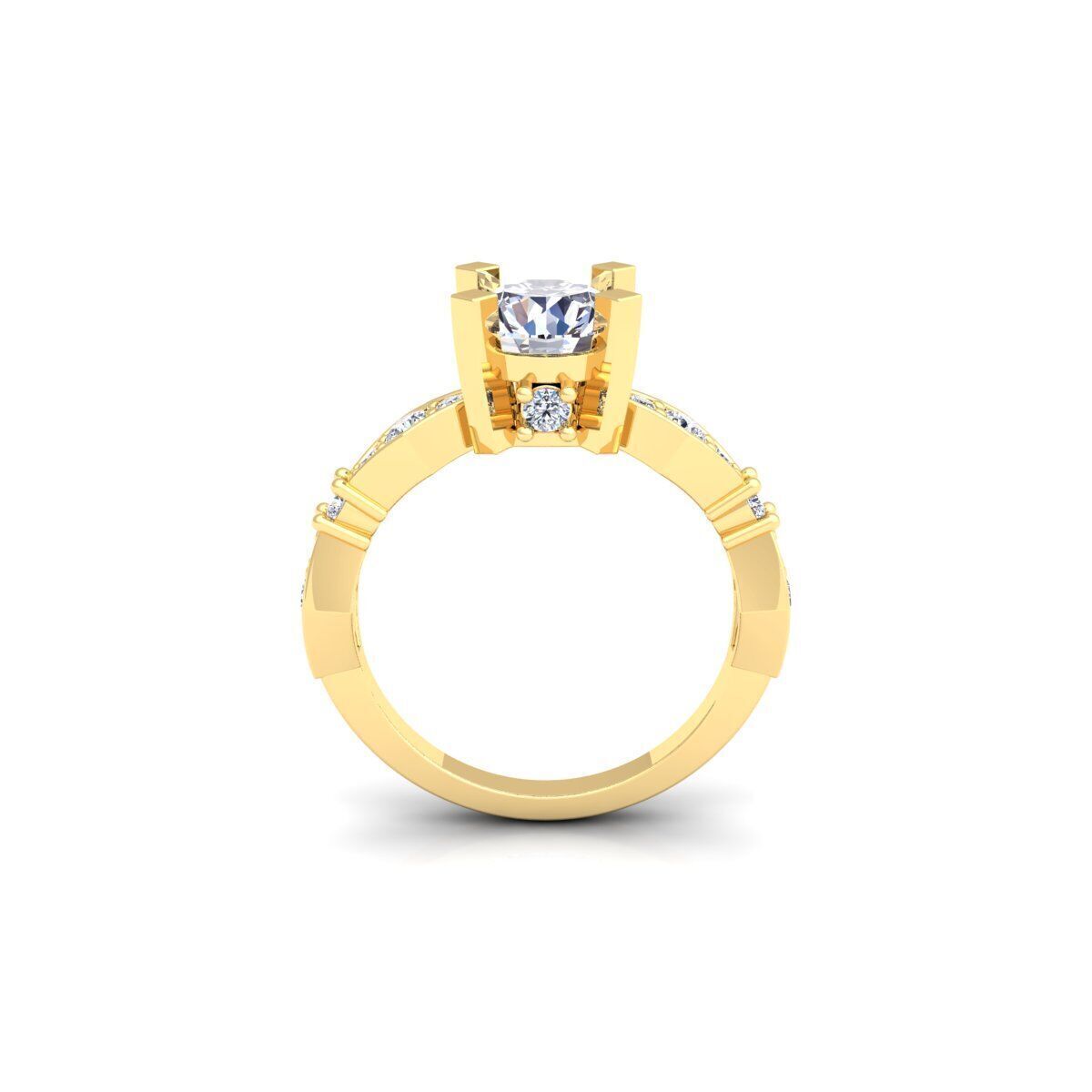 Round Solitaire Engagement Ring 3d Model and Render 3D print model_3