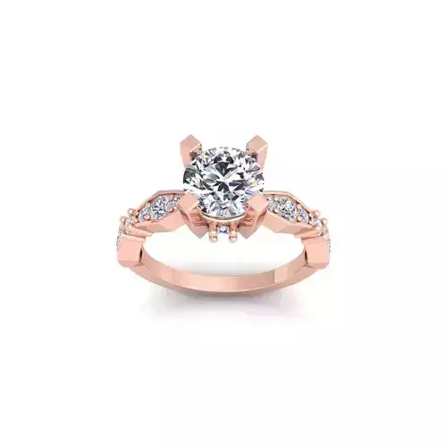 Round Solitaire Engagement Ring 3d Model and Render