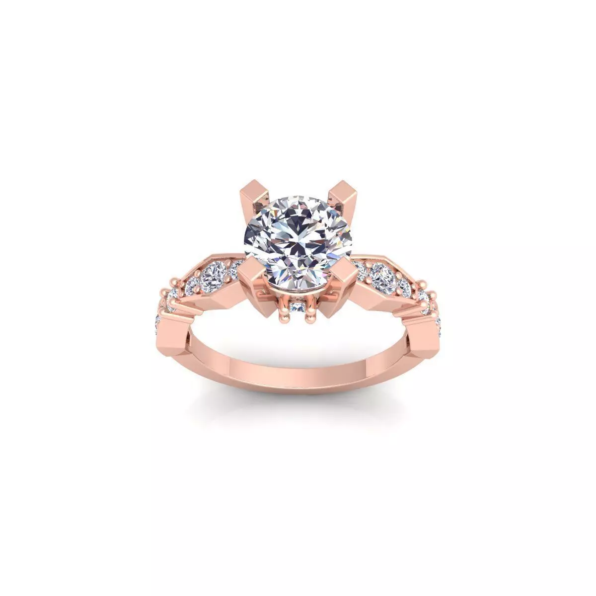 Round Solitaire Engagement Ring 3d Model and Render 3D print model_0