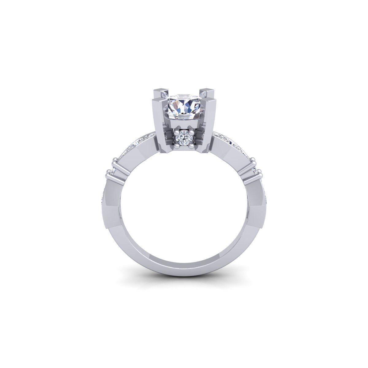 Round Solitaire Engagement Ring 3d Model and Render 3D print model_5