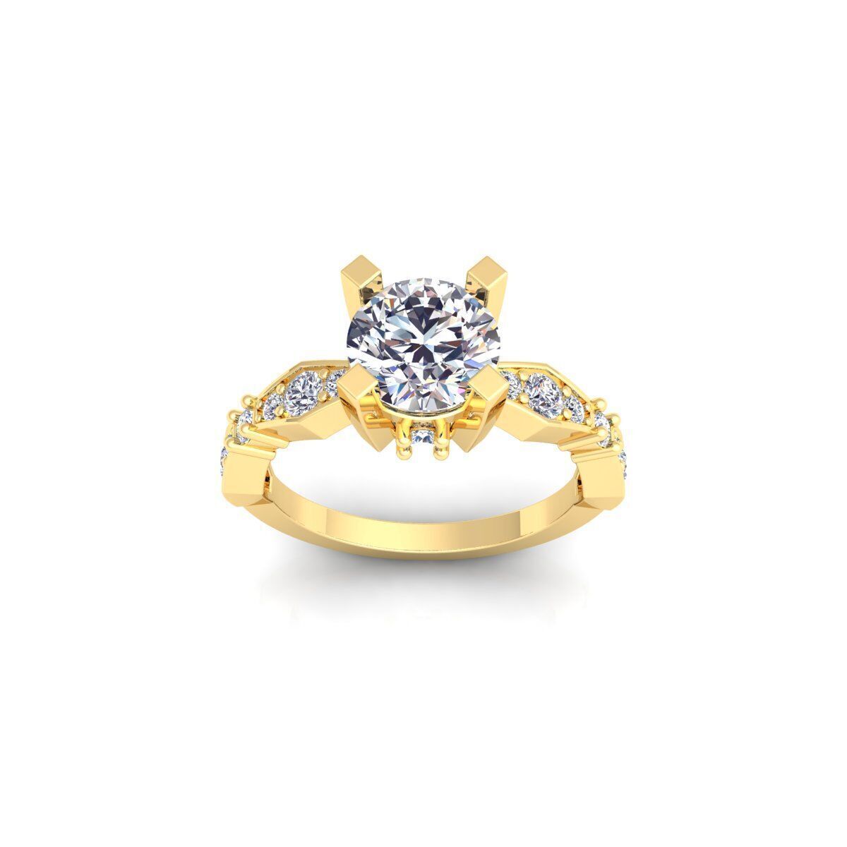 Round Solitaire Engagement Ring 3d Model and Render 3D print model_1