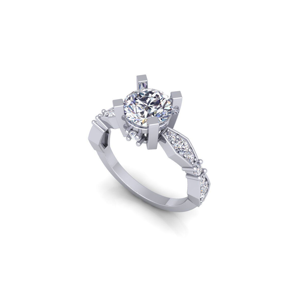 Round Solitaire Engagement Ring 3d Model and Render 3D print model_11