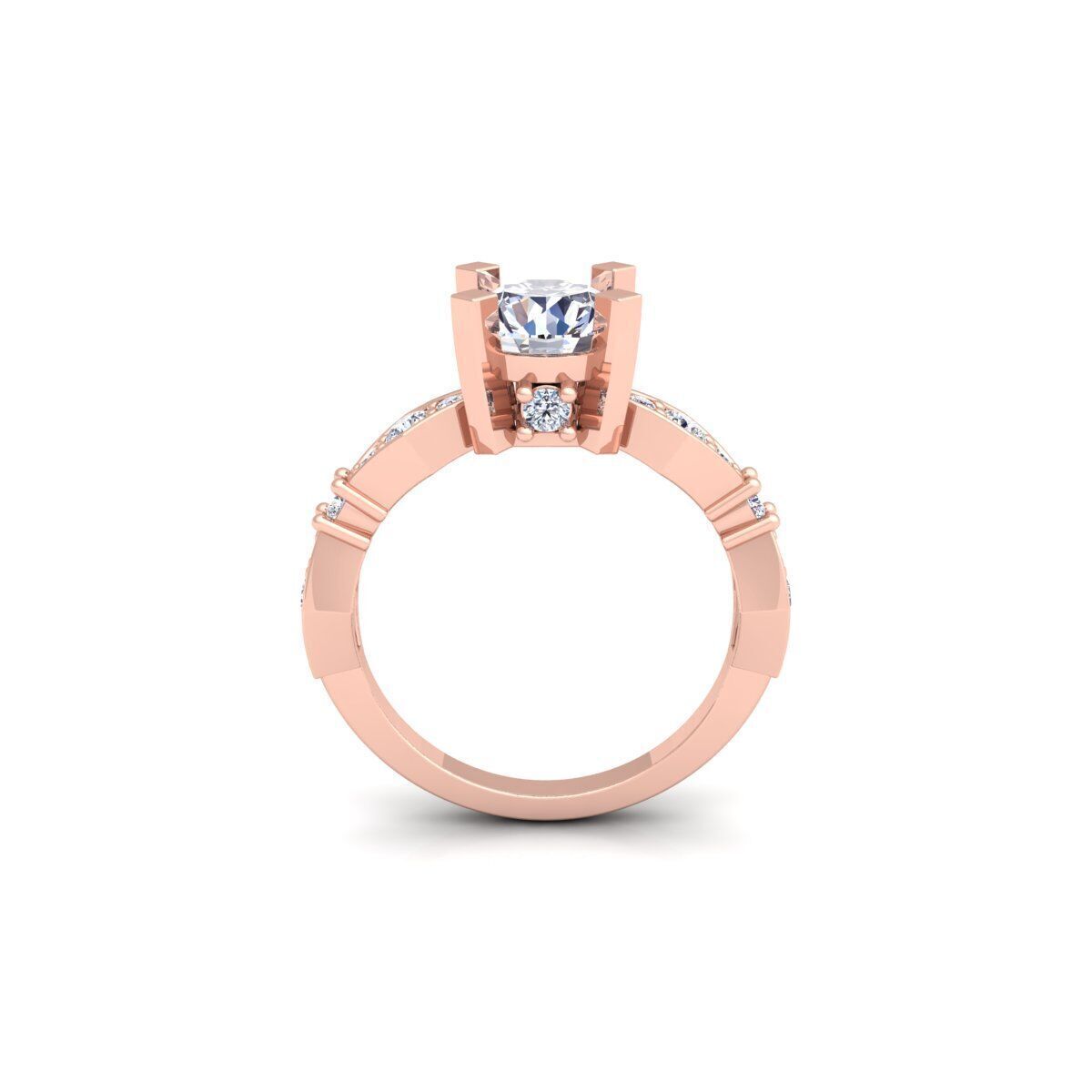 Round Solitaire Engagement Ring 3d Model and Render 3D print model_4