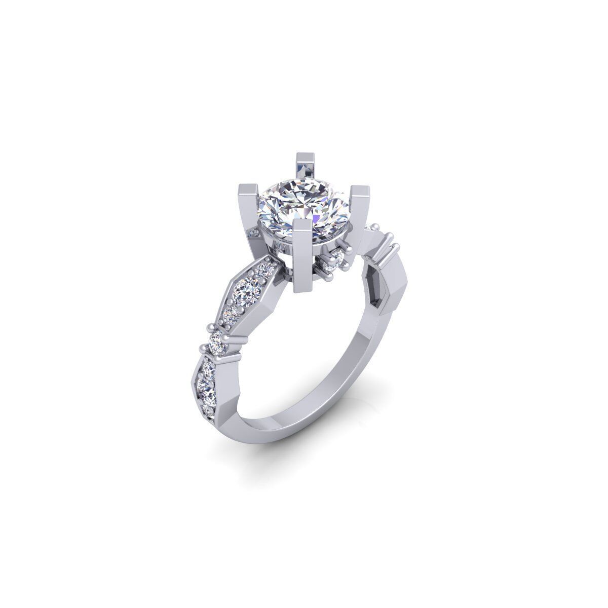 Round Solitaire Engagement Ring 3d Model and Render 3D print model_8