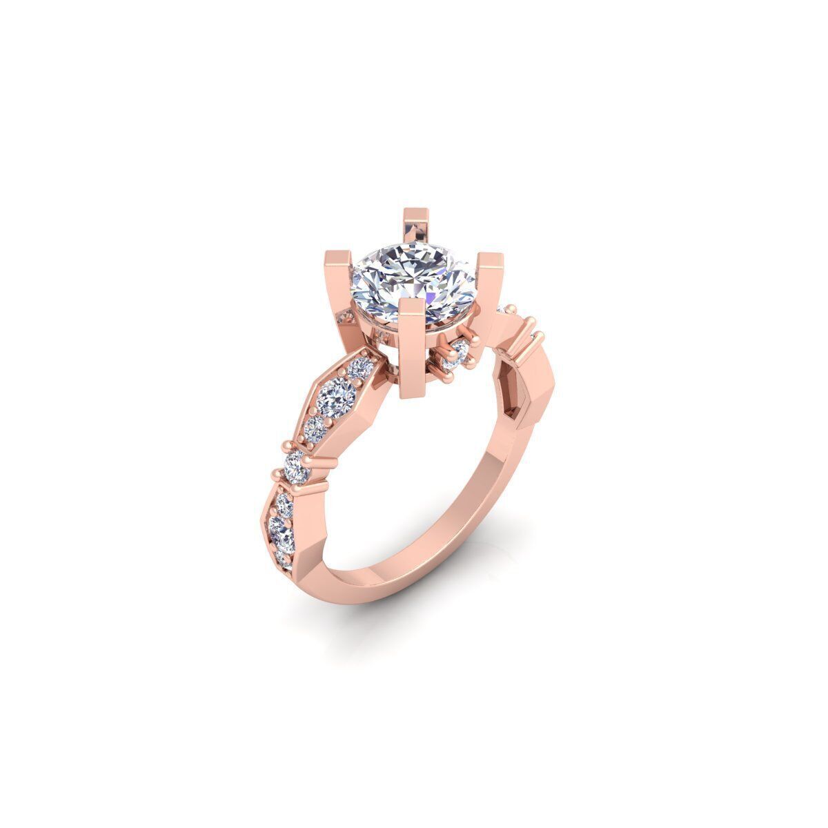Round Solitaire Engagement Ring 3d Model and Render 3D print model_7