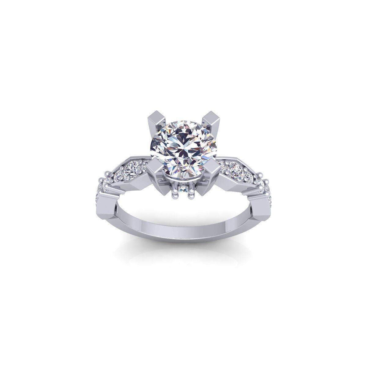 Round Solitaire Engagement Ring 3d Model and Render 3D print model_2