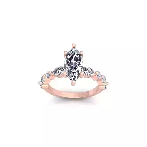 Marquees Stone Engagement Ring 3d Model and Redner  