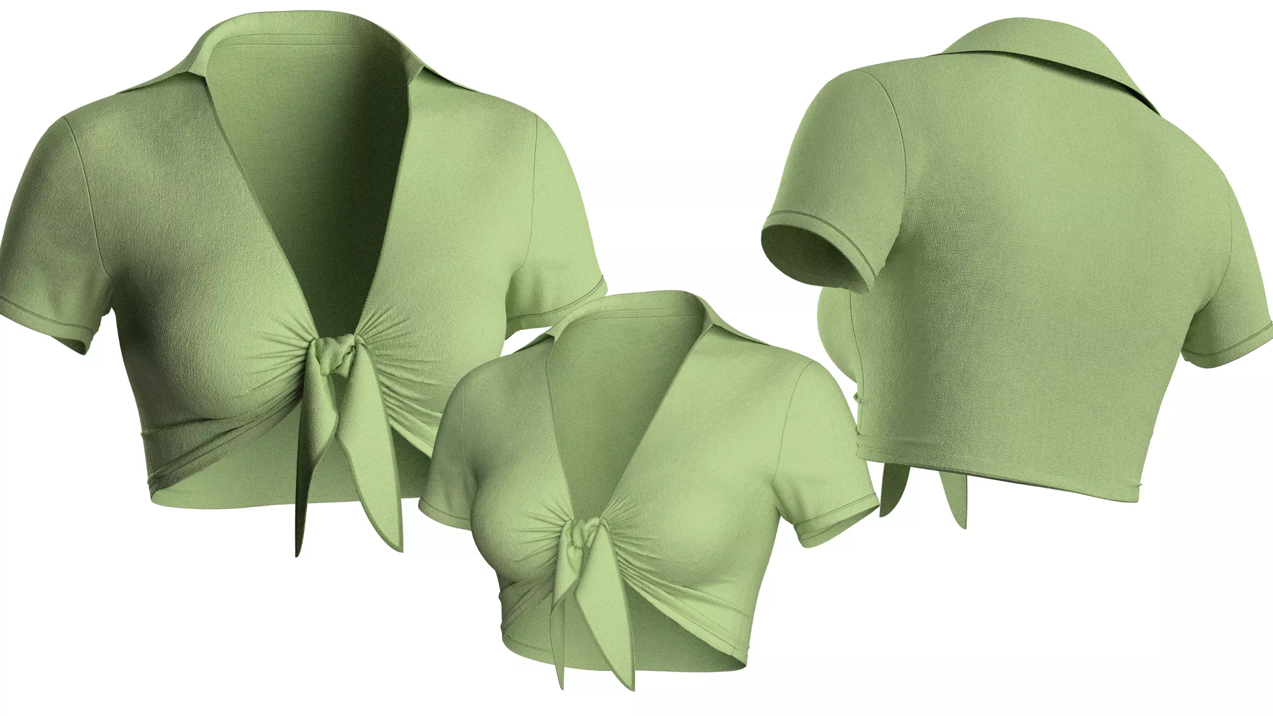 2 Colorway Front Tie Crop TShirt for CLO MB Low-poly 3D model