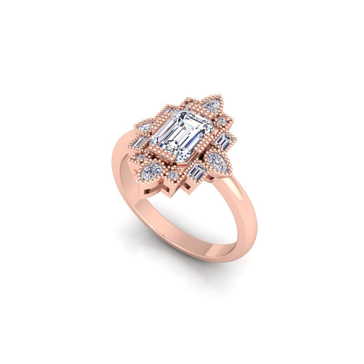 Vintage Engagement Ring 3d Model and Render 3D print model_10