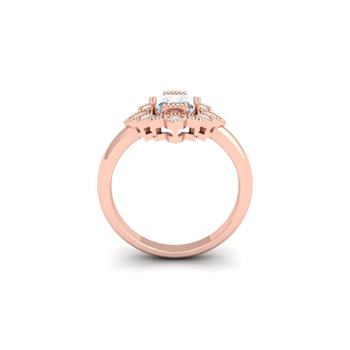Vintage Engagement Ring 3d Model and Render 3D print model_4