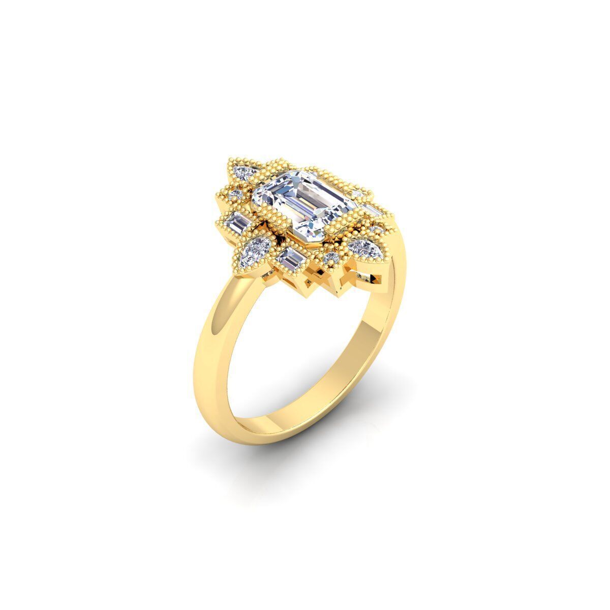Vintage Engagement Ring 3d Model and Render 3D print model_6