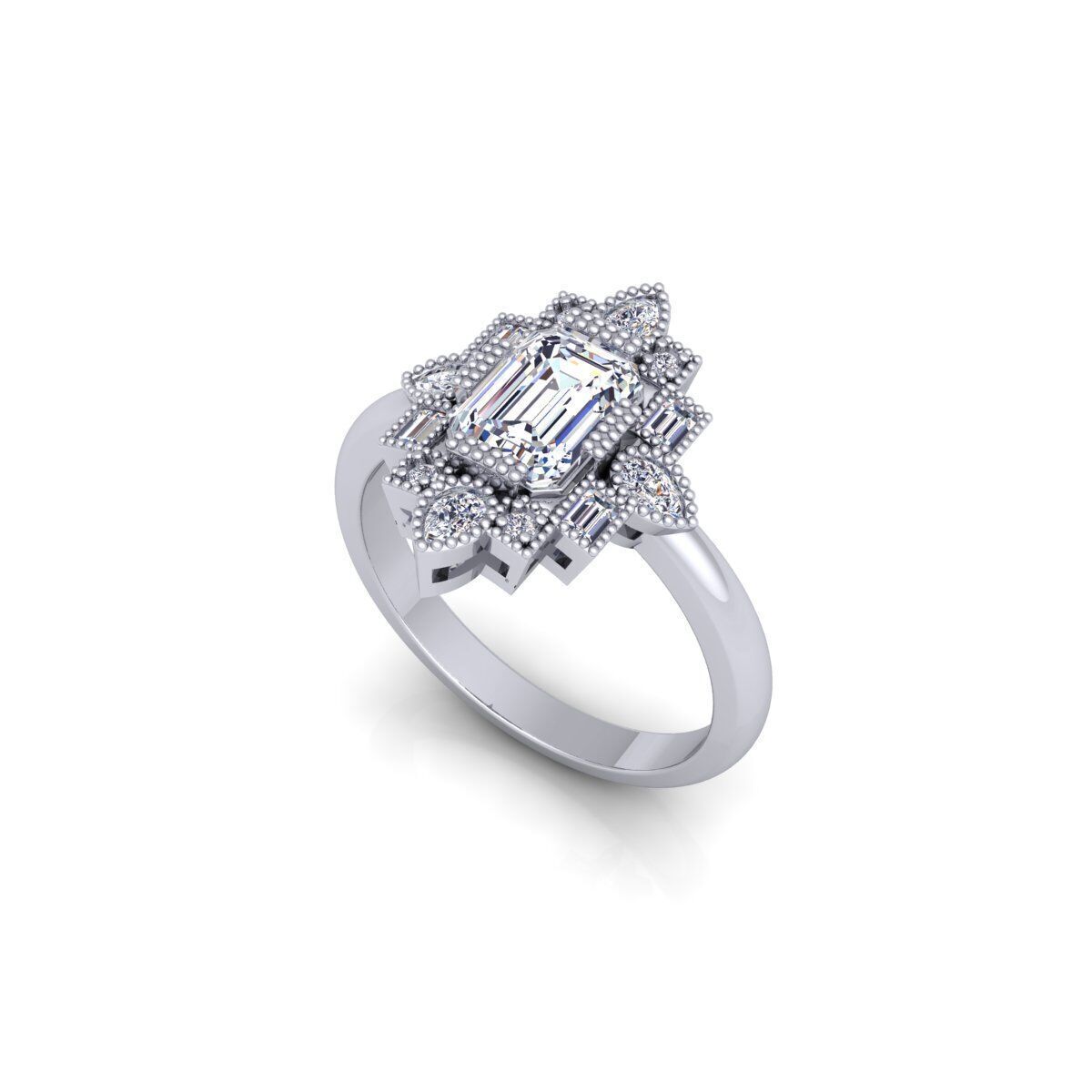 Vintage Engagement Ring 3d Model and Render 3D print model_11