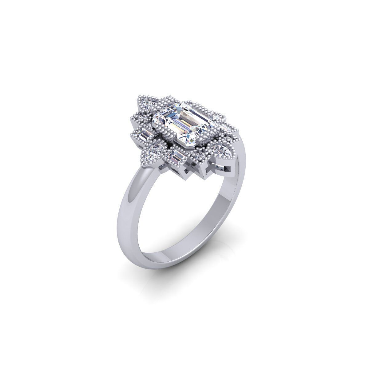 Vintage Engagement Ring 3d Model and Render 3D print model_8