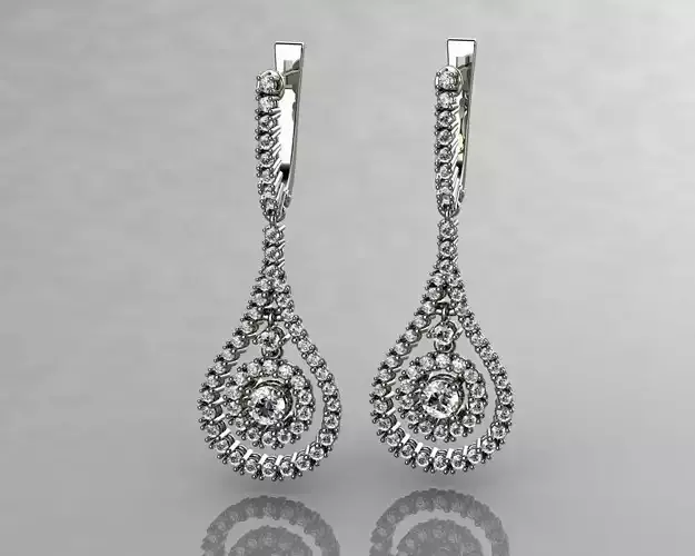 Earrings Diamond  Gold Earrings 3D print model