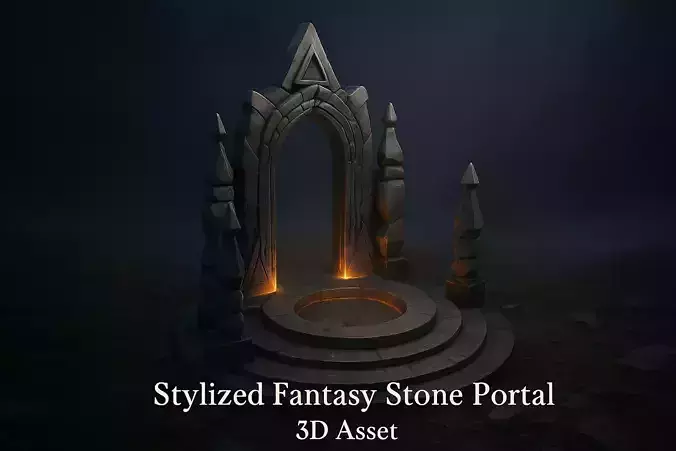 Stylized Dark Magic Portal Platform Game Asset 3D model