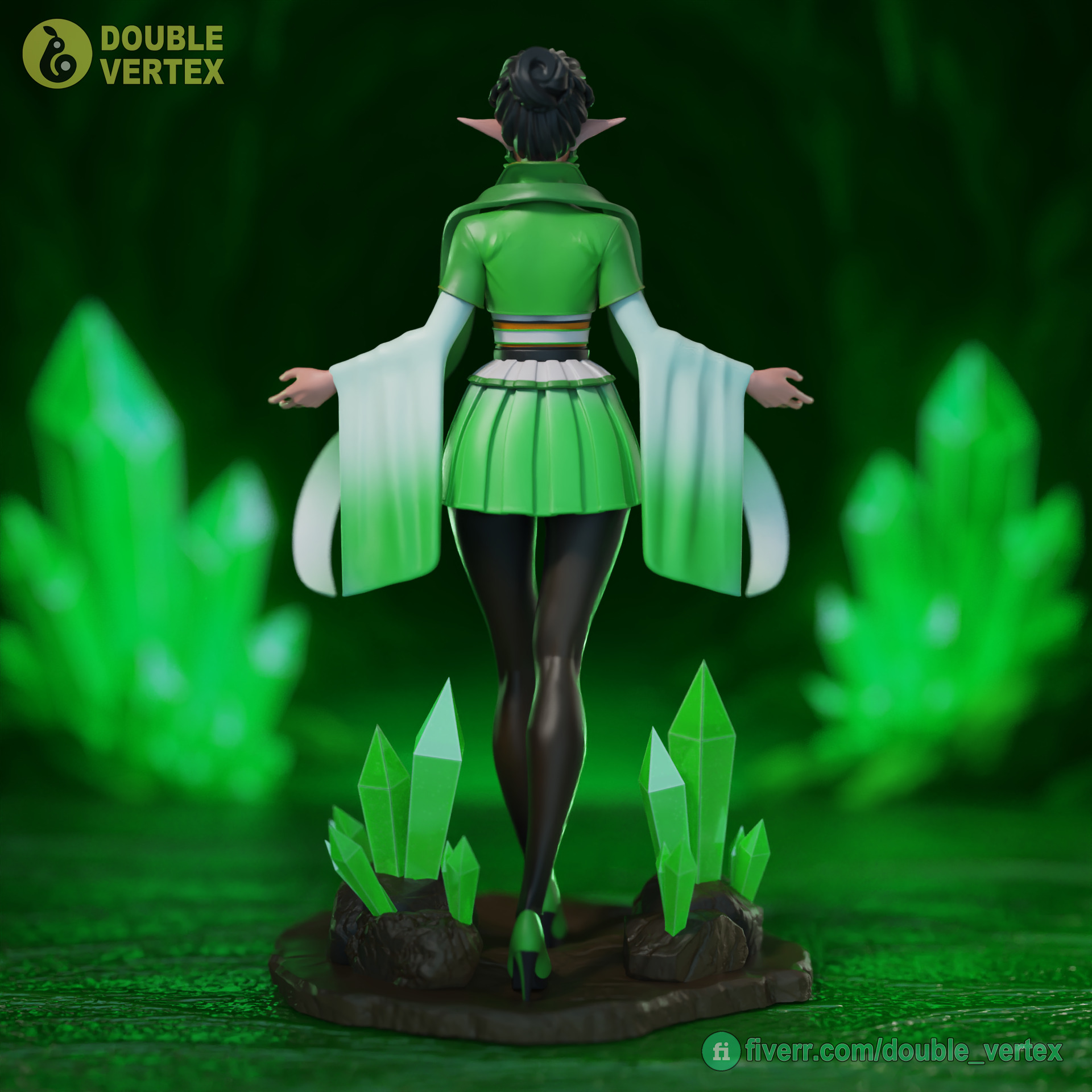 Emerald Elf - Original Character Figure for 3D Printing Free 3D print model_10