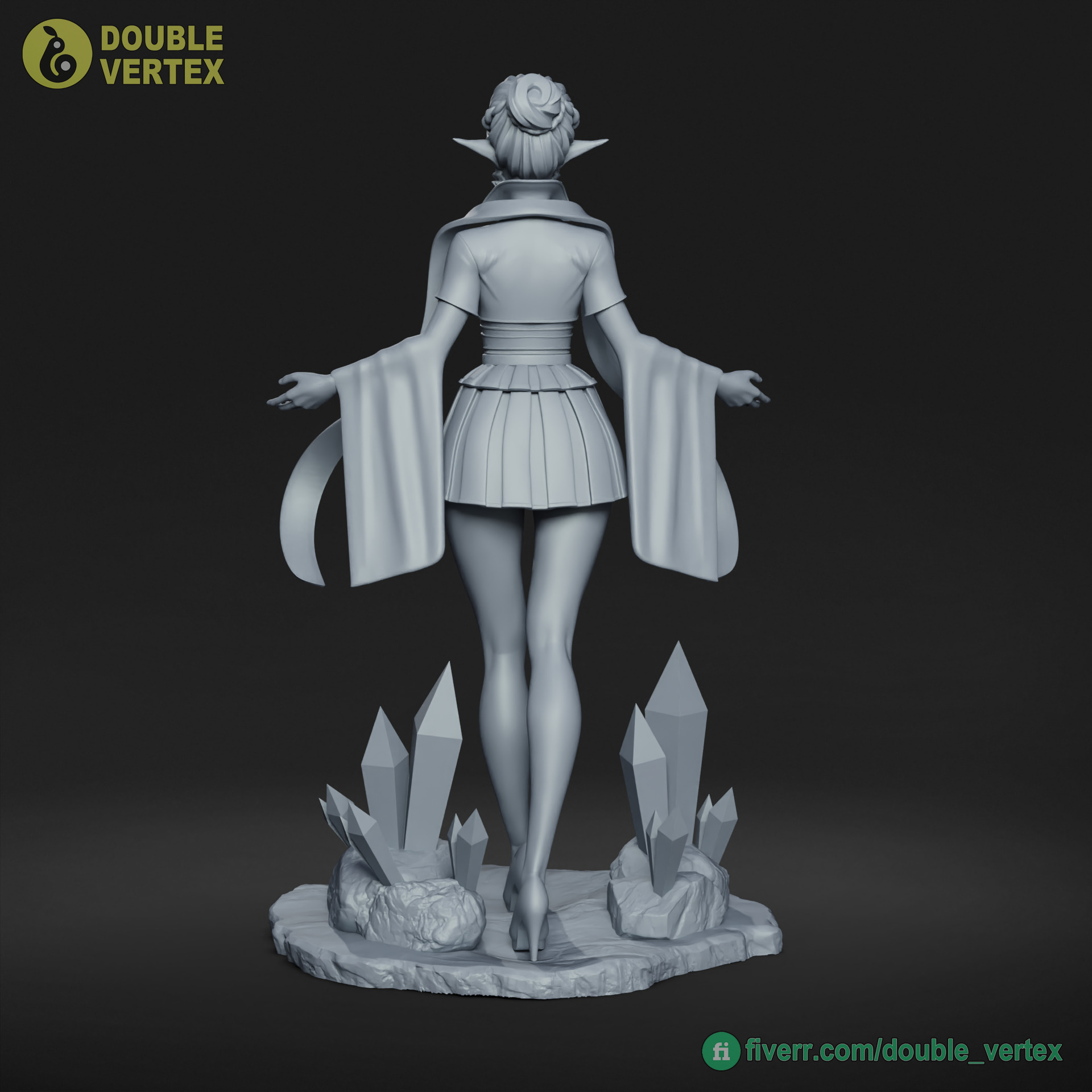 Emerald Elf - Original Character Figure for 3D Printing Free 3D print model_7