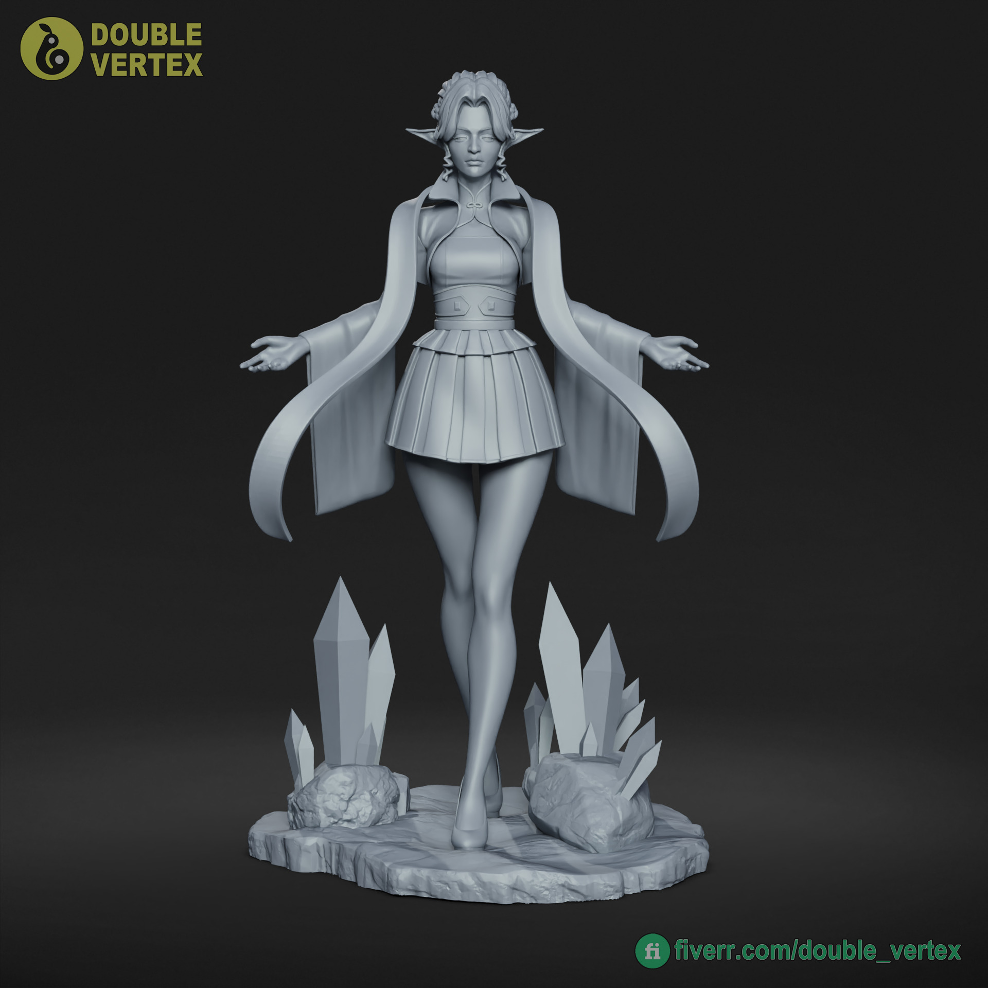 Emerald Elf - Original Character Figure for 3D Printing Free 3D print model_5