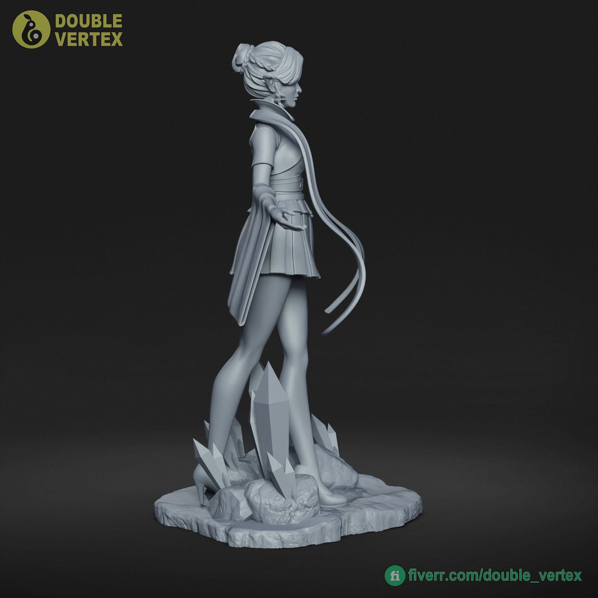 Emerald Elf - Original Character Figure for 3D Printing Free 3D print model_6
