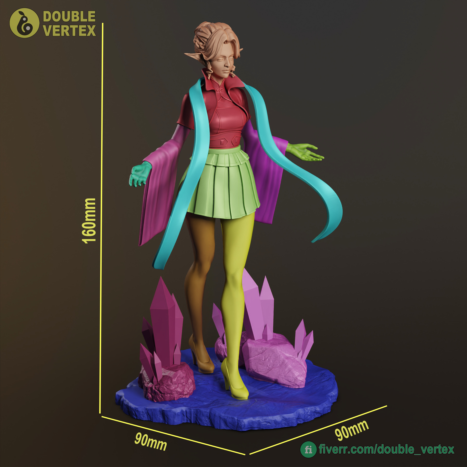 Emerald Elf - Original Character Figure for 3D Printing Free 3D print model_2