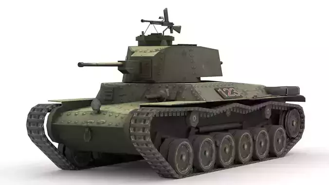 Chi-Ha 47 - Japanese Medium Tank WWII 3D Model Low-poly 3D model