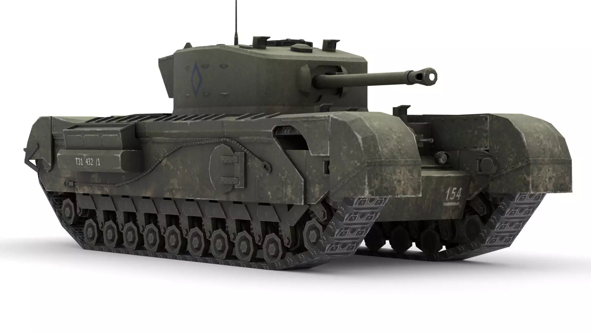 Churchill Mk VII - WWII British Infantry Tank 3D Model Low-poly 3D model_0