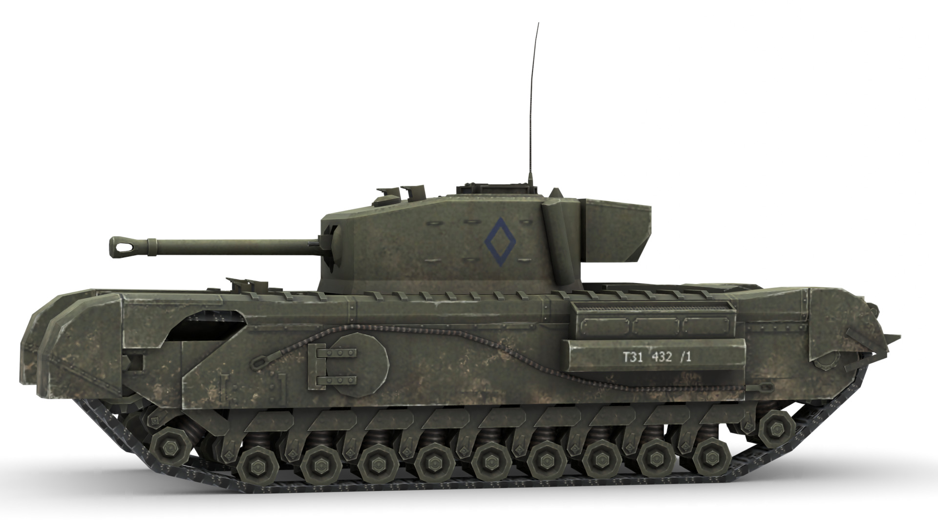 Churchill Mk VII - WWII British Infantry Tank 3D Model Low-poly 3D model_2