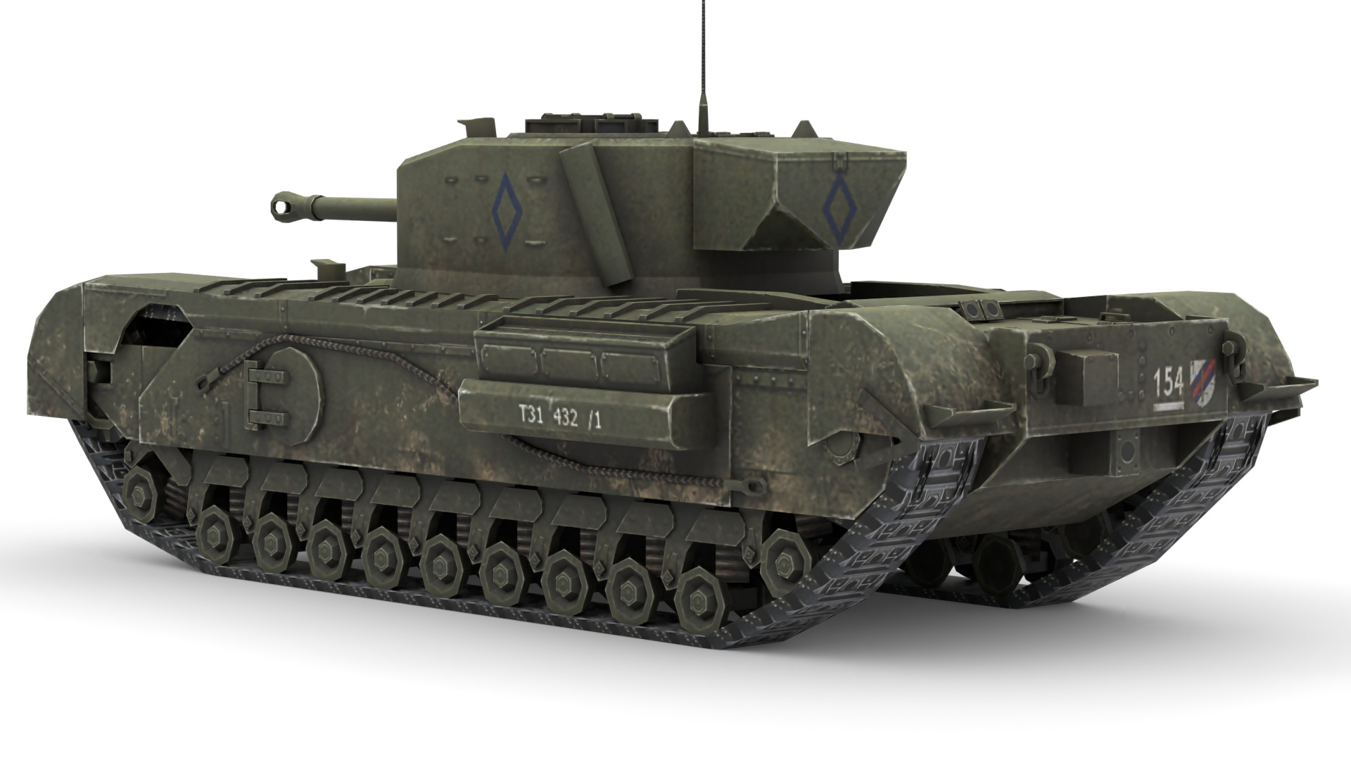 Churchill Mk VII - WWII British Infantry Tank 3D Model Low-poly 3D model_8