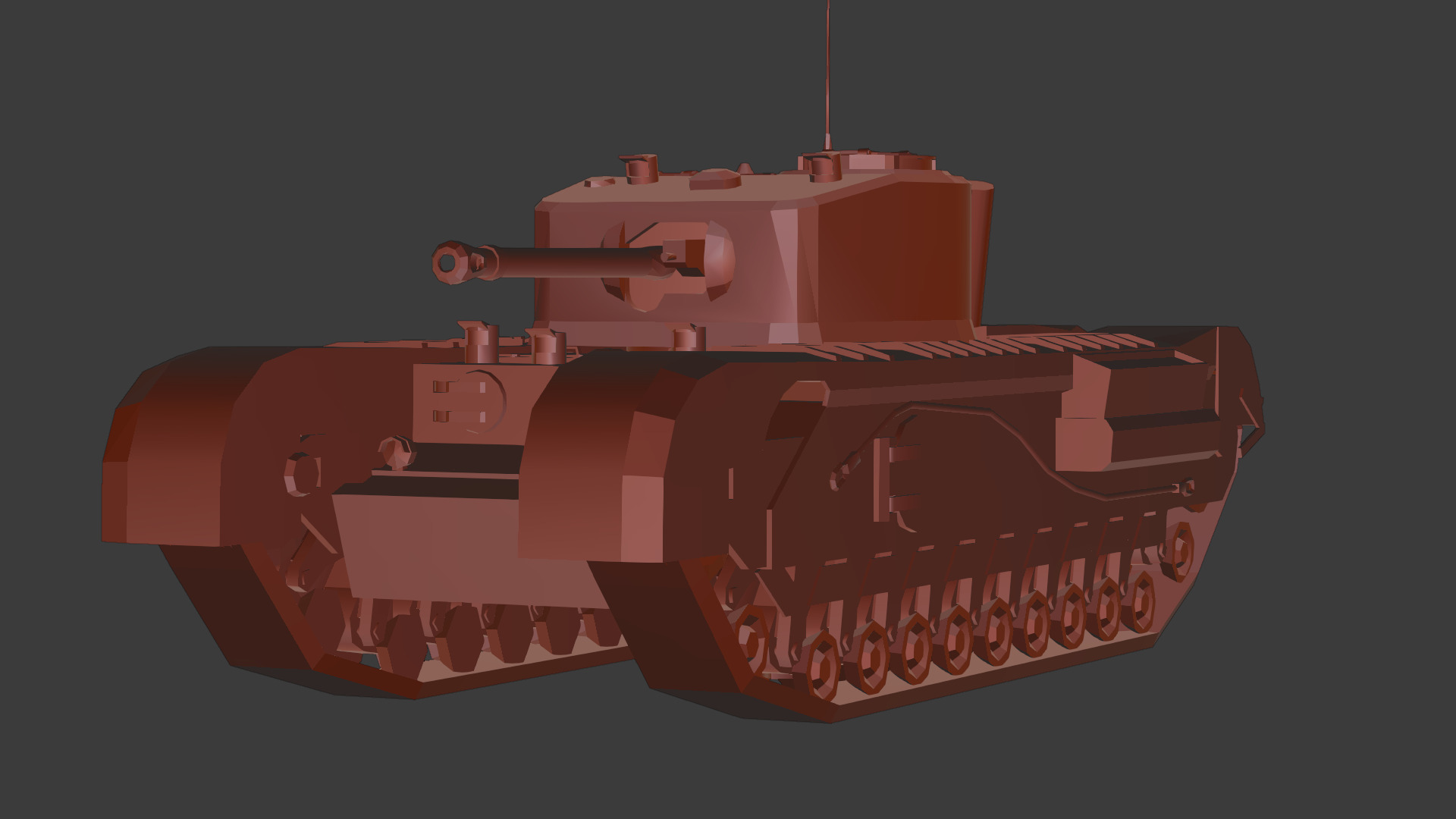 Churchill Mk VII - WWII British Infantry Tank 3D Model Low-poly 3D model_12