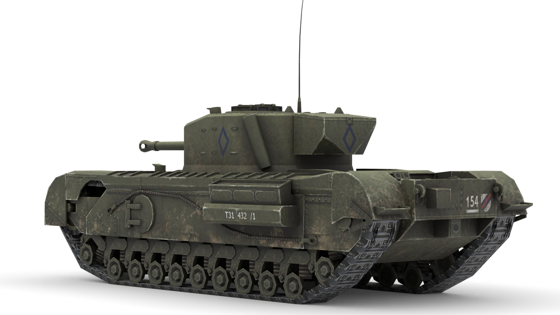 Churchill Mk VII - WWII British Infantry Tank 3D Model Low-poly 3D model_3